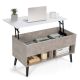 Costway 31.5'' Lift Top CoffeeTable ModernTable W/ Hidden Compartment&Wood Legs For Home Grey - Gray