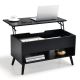 Costway 31.5'' Lift Top CoffeeTable ModernTable W/ Hidden Compartment&Wood Legs For Home - Black