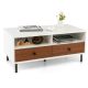 Costway Coffee Table Modern Rectangle W/Storage Shelf & Drawers Living Room Furniture - White and Brown