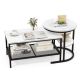 Costway Nesting Coffee Table Set of 2 Faux Marble Top Detachable w/ Storage Shelf Black - Black and White