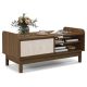 Costway Rectangular Coffee Table with Storage Weaving Sliding Door & Adjustable Shelf - Walnut