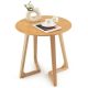 Costway 24'' Round Side Table Solid Rubber Wood End Table Beside Sofa&Bed for Small Space - Natural