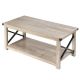 Costway 43.5'' Rustic Coffee Table Farmhouse Cocktail Table w/ Storage Shelf - Gray