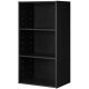 Costway - 3 Open Shelf Bookcase Modern Multi-functional Storage Display Cabinet - Black