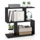 Costway - 2-Tier Bookshelf Free Standing Wooden Display S-Shaped Shelf Storage Rack - Black