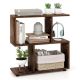 Costway - 2-Tier Bookshelf Free Standing Wooden Display S-Shaped Shelf Storage Rack - Brown
