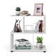 Costway - 2-Tier Bookshelf S Shaped Bookcase Storage Rack Display Shelf w/Thick Foot Mats - White
