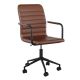 Martha Stewart - Taytum Faux Leather Swivel Home Office Chair with Integrated Armrests-Brown/Oil Bronze - Saddle Brown Faux Leather/Oil Rubbed Bronze