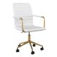 Martha Stewart - Taytum Faux Leather Swivel Home Office Chair with Integrated Armrests-White/Brass - White Faux Leather/Polished Brass