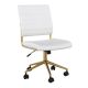 Martha Stewart - Ivy Ribbed Faux Leather Armless Swivel Home Office Chair - White/Polished Brass - White Faux Leather/Polished Brass