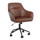 Martha Stewart - Rayna Faux Leather Swivel Home Office Chair with Flared Arms-Saddle Brown/Oil Bronze - Saddle Brown Faux Leather/Oil Rubbed Bronze