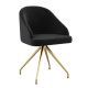 Martha Stewart - Sora Velvet Upholstered Stationary Swivel Home Office Chair -Black/Oil Bronze - Black Velvet/Polished Nickel