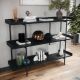 Martha Stewart - Emmett Display Bookcase with Vertical Steel Posts - Black Wood Grain/Oil Rubbed Bronze - Black Wood Grain/Oil Rubbed Bronze Frame