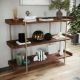 Martha Stewart - Emmett Display Bookcase with Vertical Steel Posts - Walnut Wood Grain/Polished Brass - Walnut Wood Grain/Polished Brass Frame