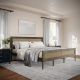 Martha Stewart - Jax Wooden King Platform Bed with Rattan Inset Headboard and Footboard-Brown Gray - Brown Gray