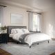 Martha Stewart - Jett Wooden Queen Size Platform Bed with Upholstered Inset Headboard-Gray Brown/Gray - Gray Fabric/Brown Gray Frame
