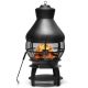 Costway - Patio Fire Pit Chimenea Fireplace Wood Burning Heater Garden Backyard - Black