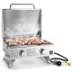 Costway - 20,000 BTU Portable Gas Grill with Lid & Handle Top Thermometer Extra Flame Rod - Silver