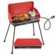 Costway - 2-in-1 Propane Grill 2 Burner Camping Gas Stove Portable with Removable Leg Red - Red