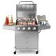 Costway - 5-Burner Propane Gas BBQ Grill with Side Burner, Thermometer, Prep Table 50000 BTU - Silver