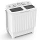 Costway - Portable Washing Machine Twin Tub Compact Laundry Washer with 20 lb. Capacity - Grey and White