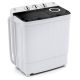 Costway - Portable Washing Machine 17.6 lb. Twin Tub Laundry Washer with Drain Pump Grey - White and Grey