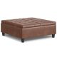 Simpli Home - Harrison Large Square Coffee Table Storage Ottoman - Distressed Saddle Brown