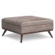Simpli Home - Owen XL Square Coffee Table Storage Ottoman - Distressed Grey Taupe