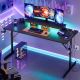 Bestier - Gaming Desk and Monitor Stand with Power Outlets, USB Ports, and LED Lights - 52