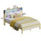 Bestier Queen Bed Frame with Headboard Foldable Shelves LED Lighting Charging Station Non-Slip Metal - White