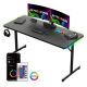 GTPlayer - 55 in. Large RGB Gaming Desk with Mouse Pad T-Shaped Office Chair Computer Desk Spacious Work Surface Table - Black
