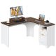 Bestier 55-inch L-Shaped Gaming Desk with File Drawer Monitor Stand and Fluted Panels Office Desk - Walnut