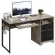 Bestier 55-Inch Gaming Desk with Keyboard Tray Modern Computer Desk with Storage File Drawer Fluted Panel 2 Hooks - Grey Wash