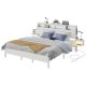 Bestier King Bed Frame Golden Stripe Headboard LED Nightstands Metal Platform No Box Spring - White