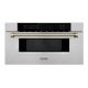 ZLINE - Autograph 30 in. 1.2 cu. ft. Built-in Microwave Drawer and Polished Gold Helix Handle - Stainless Steel