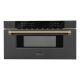 ZLINE - Autograph 30 in. 1.2 cu. ft. Built-in Microwave Drawer and Polished Gold Helix Handle - Black Stainless Steel