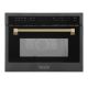 ZLINE - Autograph 24 in. 1.6 cu ft. Built-in Convection Microwave Oven in Black Stainless and Champagne Bronze Helix Handle - Black Stainless Steel