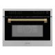 ZLINE - Autograph 24 in. 1.6 cu ft. Built-in Convection Microwave Oven and Polished Gold Helix Handle - Stainless Steel