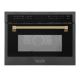 ZLINE - Autograph 24 in. 1.6 cu ft. Built-in Convection Microwave Oven and Polished Gold Helix Handle - Black Stainless Steel