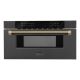 ZLINE - Autograph 30 in. 1.2 cu. ft. Built-in Microwave Drawer and Champagne Bronze Helix Handle - Black Stainless Steel