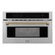 ZLINE - Autograph 30 in. 1.6 cu ft. Built-in Convection Microwave Oven and Polished Gold Helix Handle - Stainless Steel