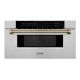 ZLINE - Autograph 30 in. 1.2 cu. ft. Built-in Microwave Drawer and Champagne Bronze Helix Handle - Stainless Steel