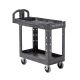 RubberMaid - Mobile 2-Lipped Shelf Utility Cart with Swivel Wheels, (FG450088BLA) - Black