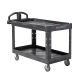 RubberMaid - 2-Shelf Plastic/Poly Mobile Utility Cart with Swivel Wheels, (FG454600BLA) - Black