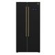 Forno Appliances - Salerno 15.6 Cu. Ft. Freestanding Side-by-Side Refrigerator with Customizable Handles in Antique Brass - Black