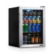 NewAir - 90-Can Freestanding Beverage Fridge, Compact with Adjustable Shelves and Lock - Stainless steel