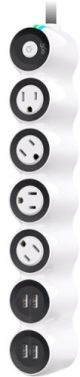 360 Electrical - PowerCurve24, 4 Rotating Outlets/4 USB-A 1080 Joules Surge Protector - White