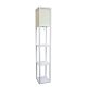 Simple Designs - Floor Lamp Etagere Organizer Storage Shelf with Linen Shade - White