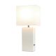 Elegant Designs - Modern Leather Table Lamp with USB and Fabric Shade - White