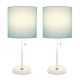 Limelights - White Stick Lamp with USB charging port and Fabric Shade 2 Pack Set - Aqua